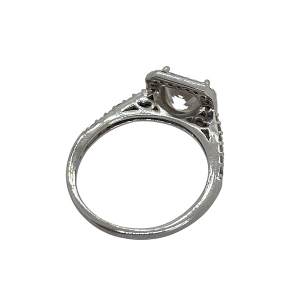 Vintage Silver Halo Ring with Cushion Cut Center Crystal - Picture 8 of 8